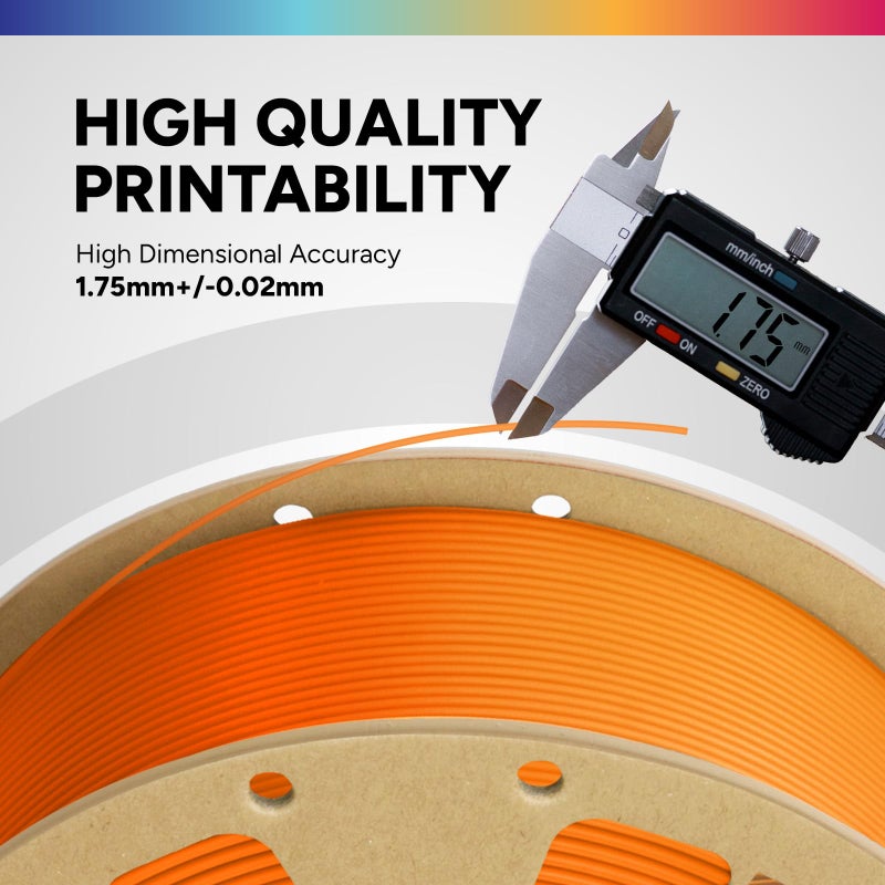 OVERTURE PLA Filament 1.75mm, Neatly Wound 3D Printer Filament 1kg Spool (2.2lbs), Dimensional Accuracy +/- 0.02 mm, Fit Most FDM 3D Printers (Orange) - Image 3